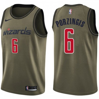 Nike Washington Wizards #6 Kristaps Porzingis Green Youth Salute to Service NBA Swingman Jersey